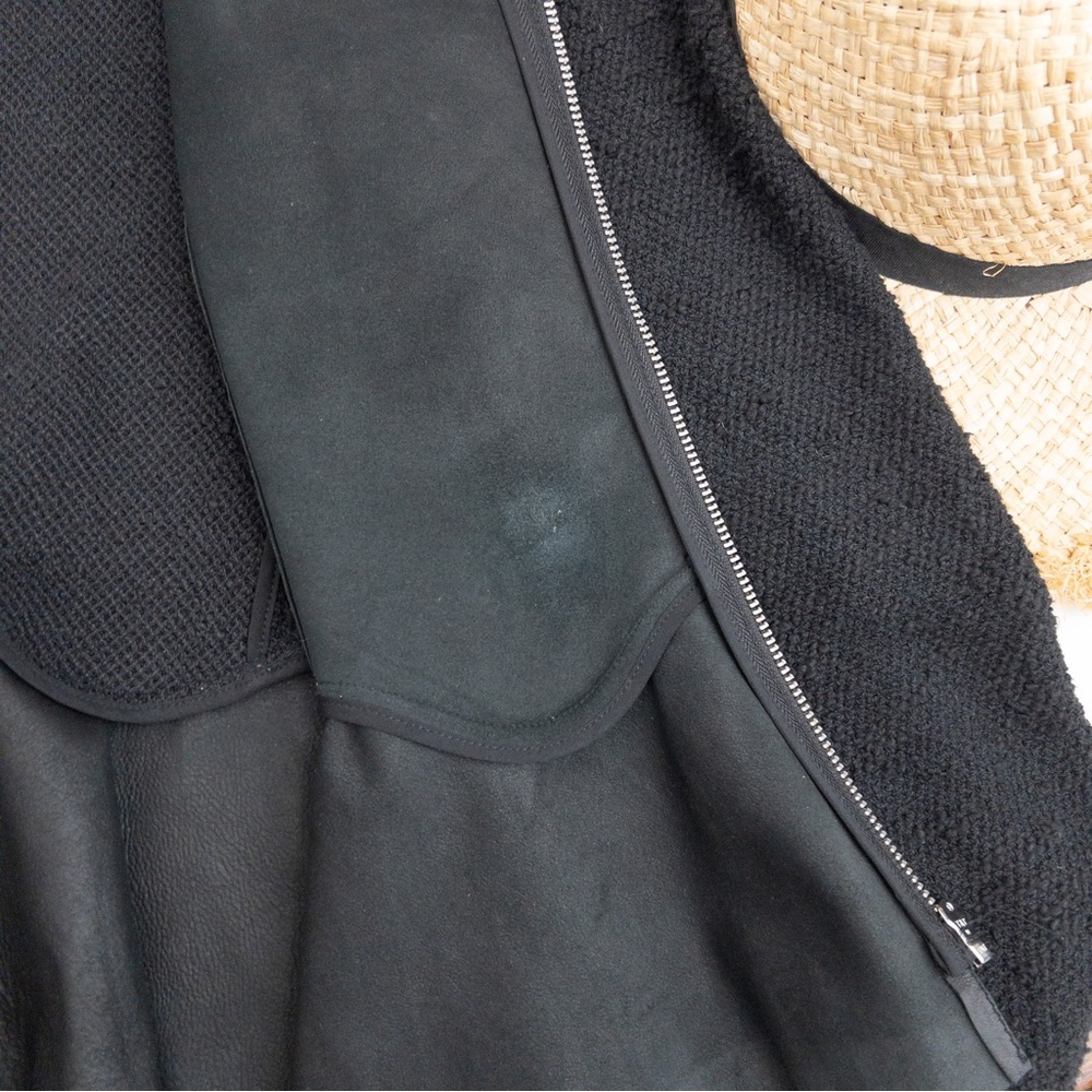 Rebecca Taylor . Leather & Boucle Knit Ruffle Peplum Jacket - Picture 3 of 10